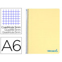 CUADERNO ESPIRAL LIDERPAPEL A6 MICRO WONDER TAPA PLASTICO 120H 90 GR CUADRO 5MM 4 BANDAS COLOR AMARI