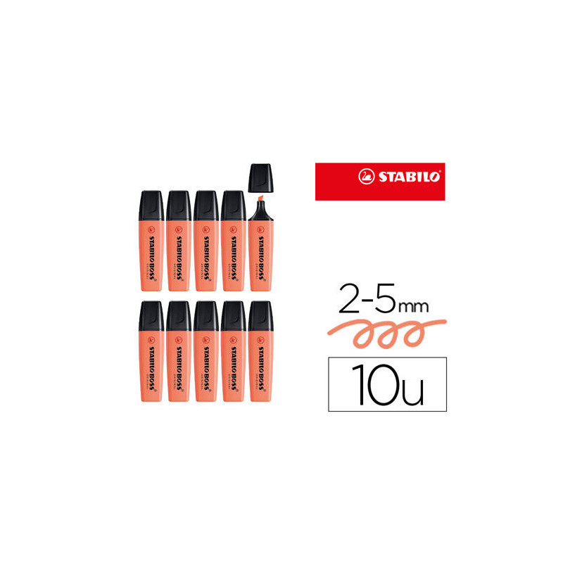 ROTULADOR STABILO BOSS FLUORESCENTE 70 PASTEL CORAL MELOSO