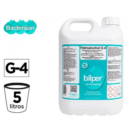 GEL HIDROALCOHOLICO HIGIENIZANTE BACTERIGEL G5 VIRUCIDA BACTERICIDA FUNGICIDAY LEVURICIDA GARRAFA 5 