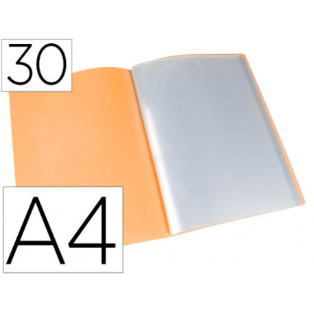 CARPETA LIDERPAPEL ESCAPARATE 30 FUNDAS POLIPROPILENO DIN A4 NARANJA FLUOR OPACO