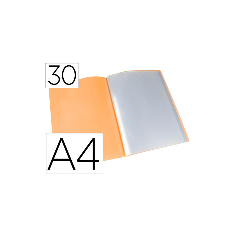 CARPETA LIDERPAPEL ESCAPARATE 30 FUNDAS POLIPROPILENO DIN A4 NARANJA FLUOR OPACO