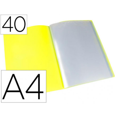 CARPETA LIDERPAPEL ESCAPARATE 40 FUNDAS POLIPROPILENO DIN A4 AMARILLO FLUOR OPACO