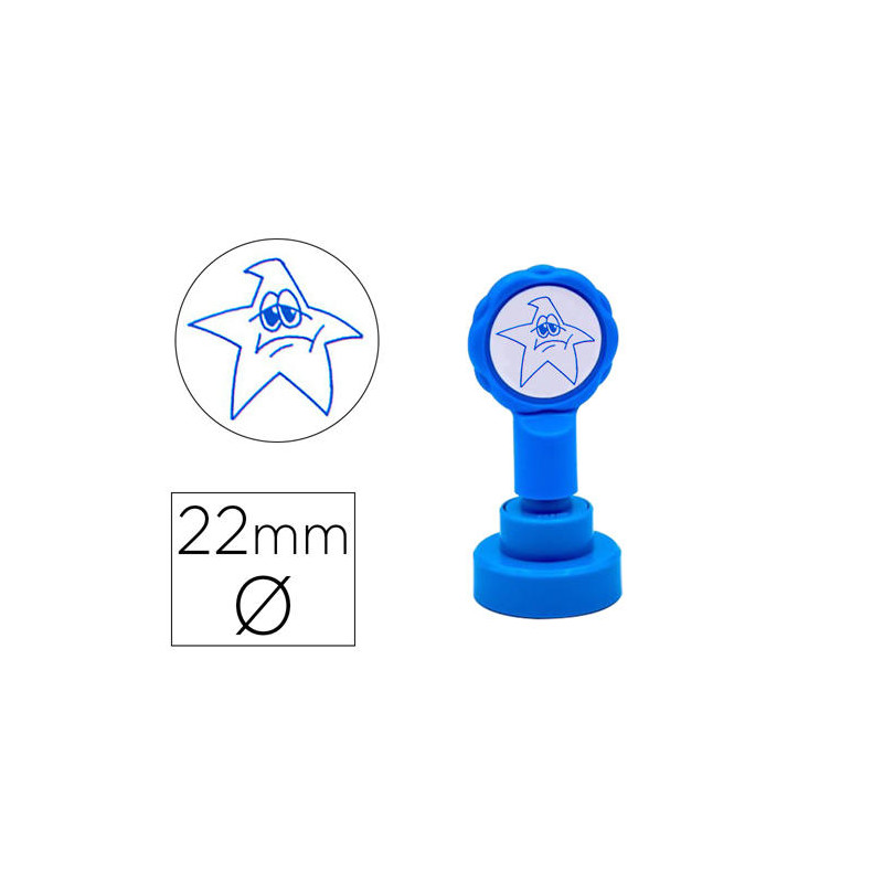 SELLO ARTLINE EMOTICONO ESTRELLA TRISTE COLOR AZUL 22 MM DIAMETRO