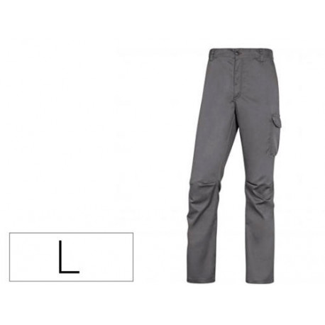 PANTALON DE TRABAJO DELTAPLUS CINTURA ELASTICA 5 BOLSILLOS COLOR GRIS / NEGRO TALLA L