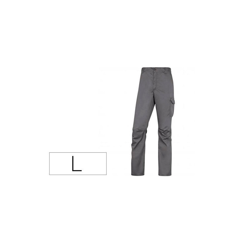 PANTALON DE TRABAJO DELTAPLUS CINTURA ELASTICA 5 BOLSILLOS COLOR GRIS / NEGRO TALLA L