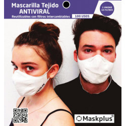 Mascarilla Maskplus Adulto con 10 filtros de papel (Negra)