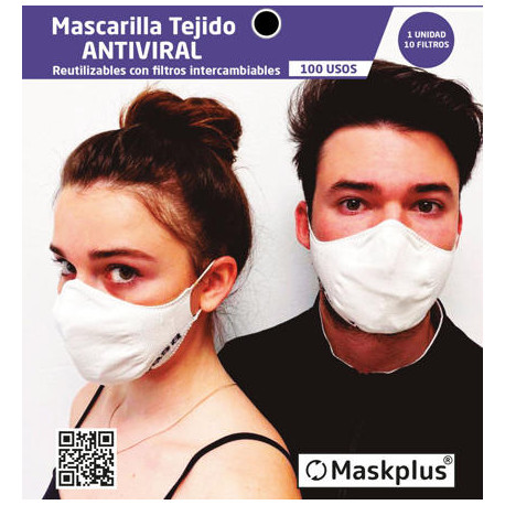 Mascarilla Maskplus Adulto con 10 filtros de papel (Negra)