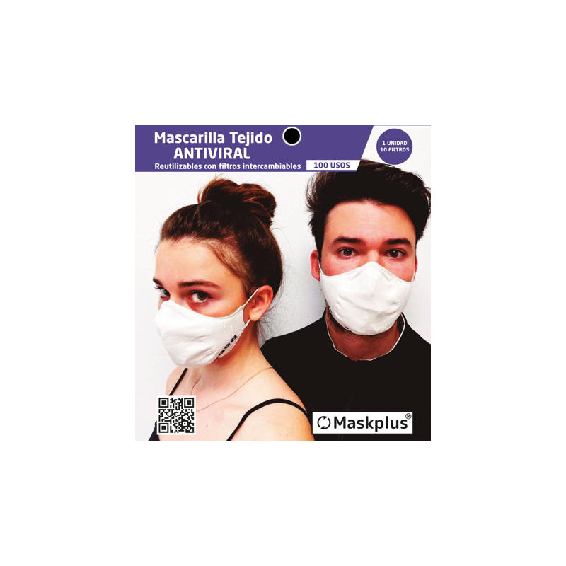 Mascarilla Maskplus Adulto con 10 filtros de papel (Negra)