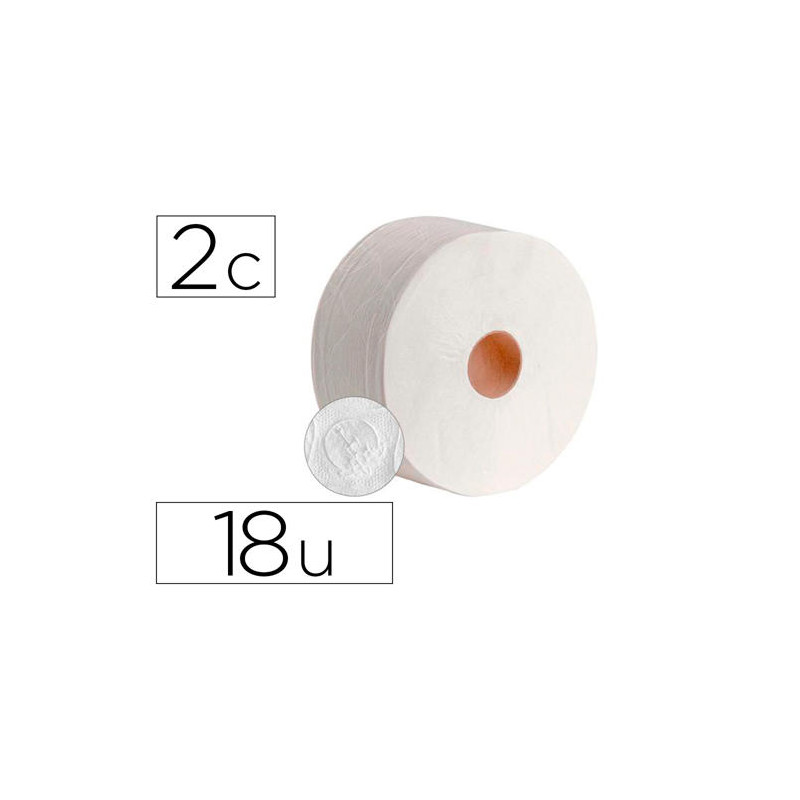 PAPEL HIGIENICO DAHI JUMBO 2 CAPAS CELULOSA BLANCA 140 MT MANDRIL 45 MM PACK DE 18 ROLLOS