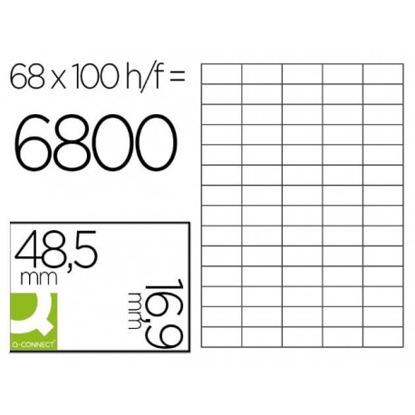 ETIQUETA ADHESIVA Q-CONNECT KF11207 TAMA?O 48,5X16,9 MM FOTOCOPIADORA LASER INK-JET CAJA CON 100 HOJ