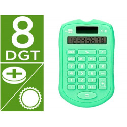 CALCULADORA LIDERPAPEL BOLSILLO XF42 8 DIGITOS SOLAR Y PILAS COLOR VERDE 94X59,5X10,5MM