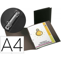 CARPETA LIDERPAPEL 2 ANILLAS MIXTAS MINI 15 MM POLIPROPILENO DIN A4 NEGRO OPACO