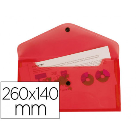 CARPETA LIDERPAPEL DOSSIER BROCHE POLIPROPILENO TAMA?O SOBRE AMERICANO 260X140 MM ROJO TRANSLUCIDO