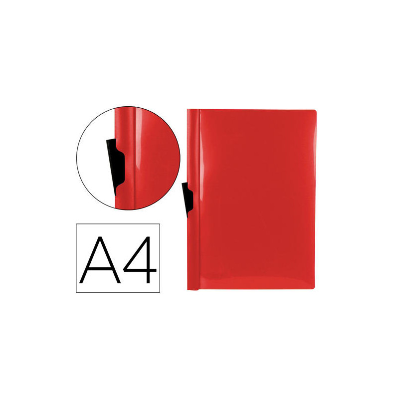 CARPETA LIDERPAPEL DOSSIER PINZA LATERAL POLIPROPILENO DIN A4 ROJO TRANSLUCIDO 30 HOJAS PINZA DESLIZ