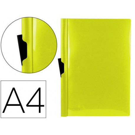 CARPETA LIDERPAPEL DOSSIER PINZA LATERAL POLIPROPILENO DIN A4 AMARILLO FLUOR OPACO 30 HOJAS PINZA DE