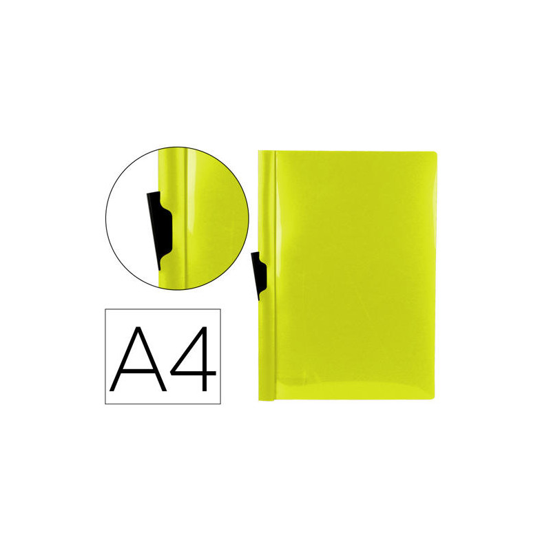 CARPETA LIDERPAPEL DOSSIER PINZA LATERAL POLIPROPILENO DIN A4 AMARILLO FLUOR OPACO 30 HOJAS PINZA DE