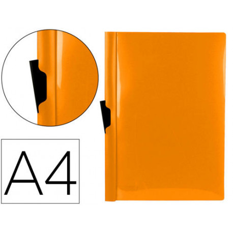 CARPETA LIDERPAPEL DOSSIER PINZA LATERAL POLIPROPILENO DIN A4 NARANJA FLUOR OPACO 30 HOJAS PINZA DES