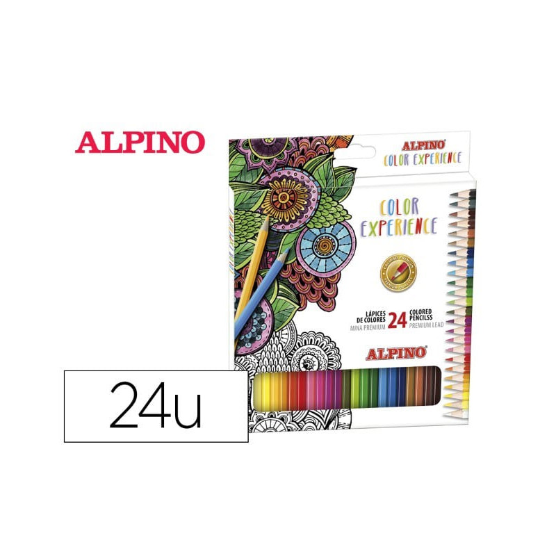 LAPICES DE COLORES ALPINO EXPERIENCE MINA PREMIUM 3,3 MM CAJA CARTON DE 24 UNIDADES COLORES