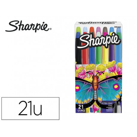 ROTULADOR SHARPIE PERMANENTE PACK MARIPOSA DE 14 UNIDADES PUNTA FINA + 7 UNIDADES PUNTA ULTRAFINA CO