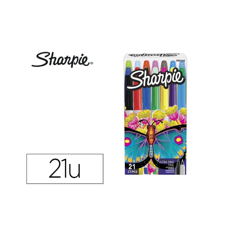 ROTULADOR SHARPIE PERMANENTE PACK MARIPOSA DE 14 UNIDADES PUNTA FINA + 7 UNIDADES PUNTA ULTRAFINA CO