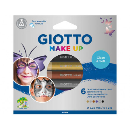 SET GIOTTO MAKE UP 6 LAPICES COSMETICOS COLORES METALICOS