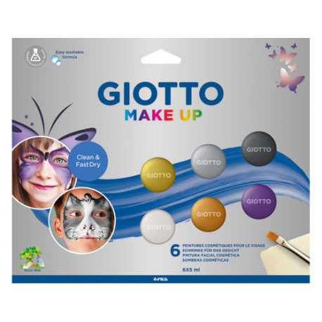 SET GIOTTO MAKE UP PINTURA FACIAL 6 BOTES 5 ML COLORES METALICOS