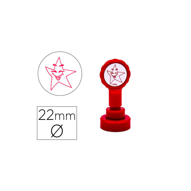 SELLO ARTLINE EMOTICONO ESTRELLA COLOR ROJO 22 MM DIAMETRO