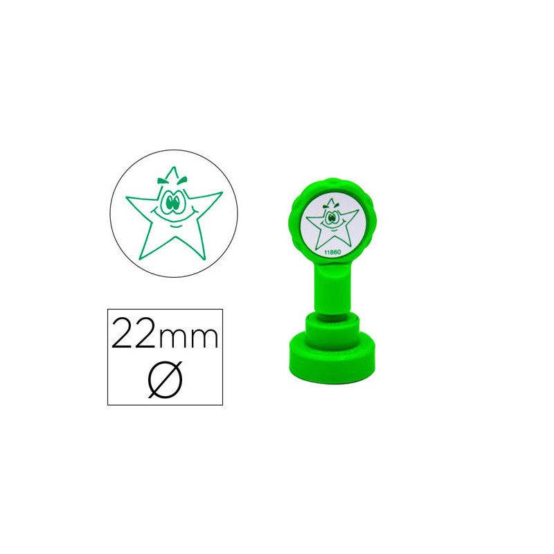 SELLO ARTLINE EMOTICONO ESTRELLA COLOR VERDE 22 MM DIAMETRO