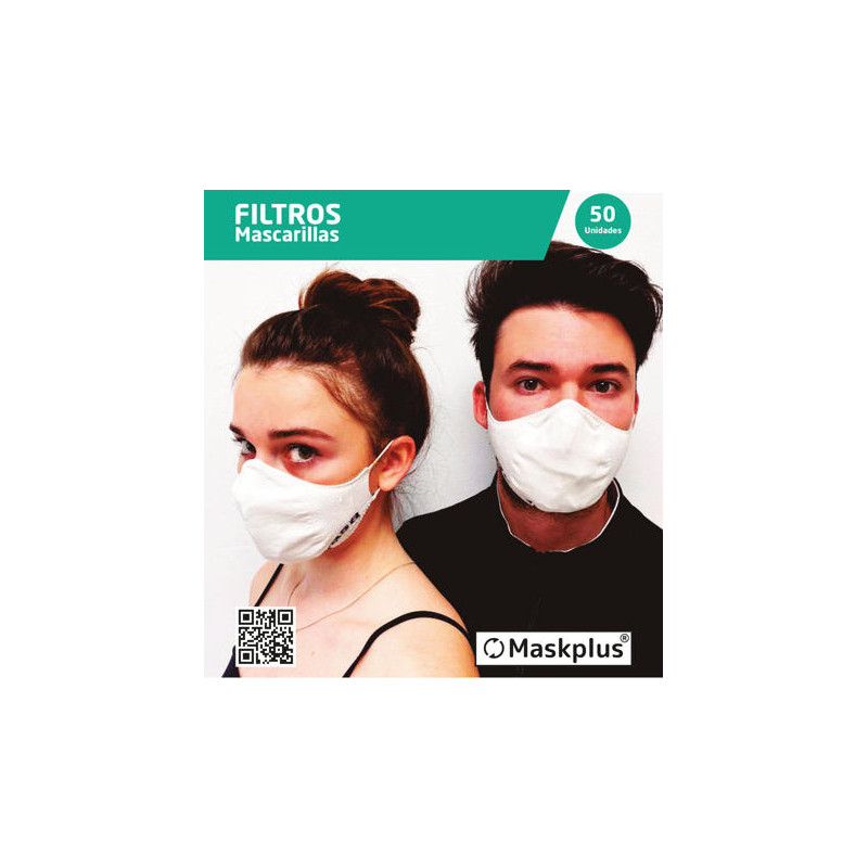 50 recambios de filtro de papel para mascarilla Maskplus. 