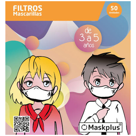 50 recambios de filtro de papel 3-5 a?os para mascarillas Maskplus 