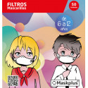 50 recambios de filtro de papel 6-12 a?os para mascarillas Maskplus 