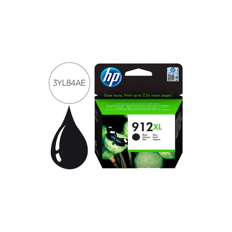 INK-JET HP 912 XL OFFICEJET 8010 / 8020 / 8035 NEGRO 825 PAG