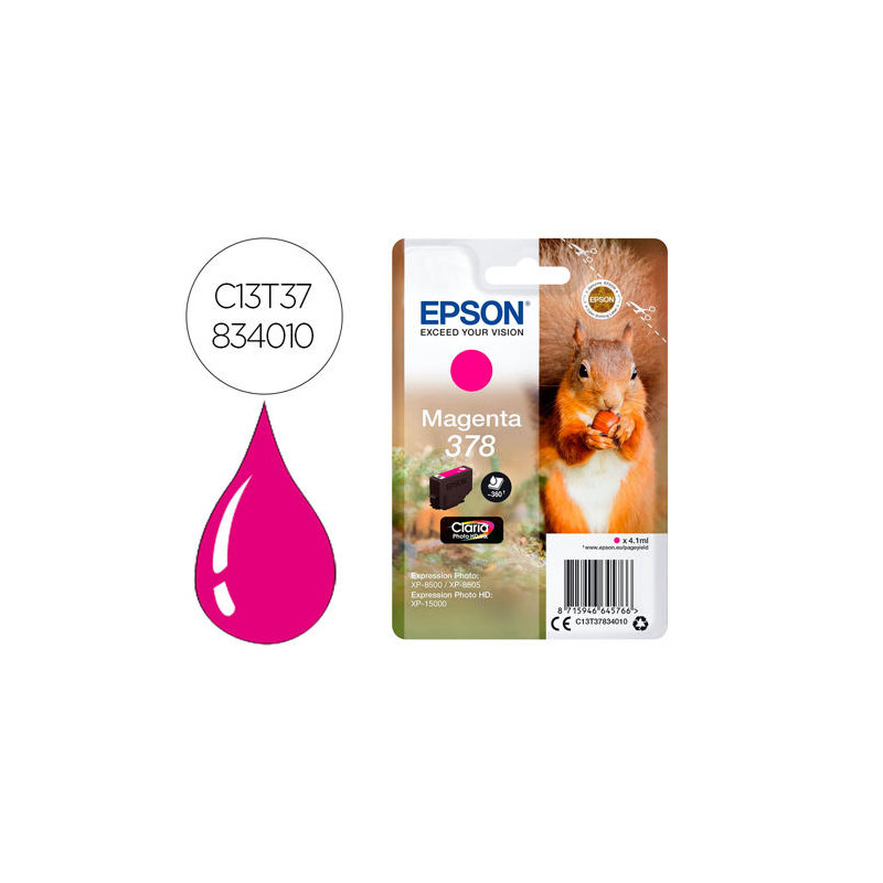 INK-JET EPSON 378 EXPRESSION HOME XP-8605 / 8606 / XP-15000 / XP-8500 / 8505 MAGENTA 360 PAG