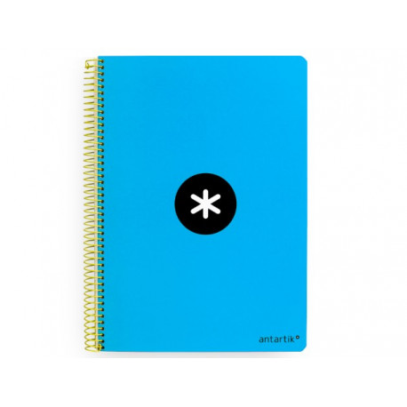 CUADERNO ESPIRAL A4 ANTARTIK TAPA DURA 80H 90GR CUADRO 4MM CON MARGEN COLOR AZUL