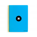 CUADERNO ESPIRAL A4 ANTARTIK TAPA DURA 80H 90GR CUADRO 4MM CON MARGEN COLOR AZUL