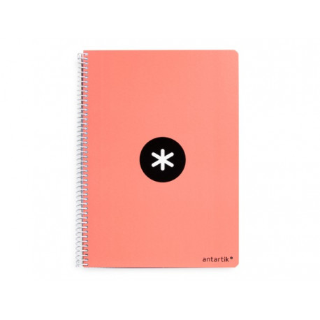 CUADERNO ESPIRAL A4 ANTARTIK TAPA DURA 80H 90GR CUADRO 4MM CON MARGEN COLOR CORAL