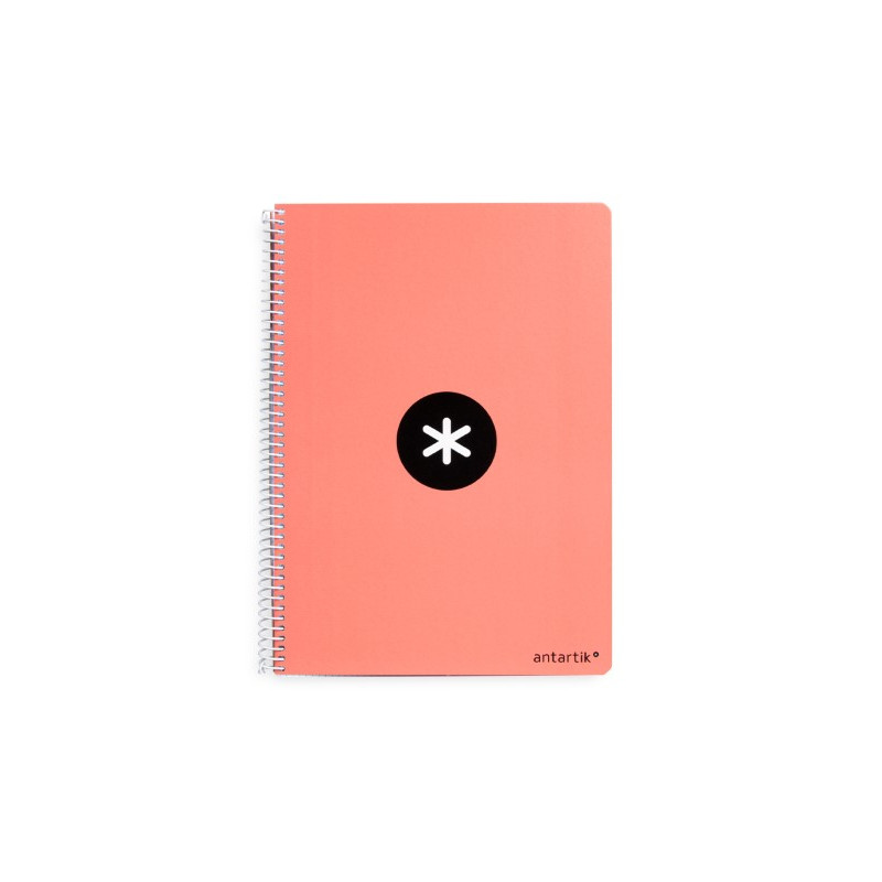 CUADERNO ESPIRAL A4 ANTARTIK TAPA DURA 80H 90GR CUADRO 4MM CON MARGEN COLOR CORAL