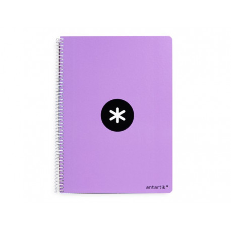 CUADERNO ESPIRAL A4 ANTARTIK TAPA DURA 80H 90GR CUADRO 4MM CON MARGEN COLOR LAVANDA