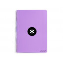 CUADERNO ESPIRAL A4 ANTARTIK TAPA DURA 80H 90GR CUADRO 4MM CON MARGEN COLOR LAVANDA