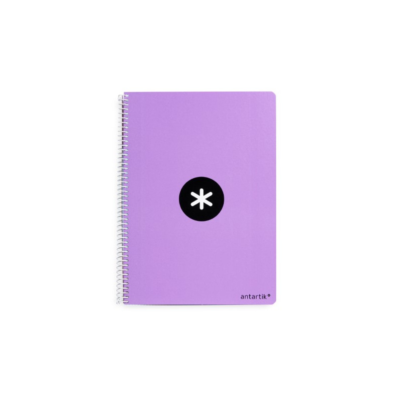 CUADERNO ESPIRAL A4 ANTARTIK TAPA DURA 80H 90GR CUADRO 4MM CON MARGEN COLOR LAVANDA