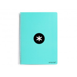 CUADERNO ESPIRAL A4 ANTARTIK TAPA DURA 80H 90GR CUADRO 4MM CON MARGEN COLOR MENTA