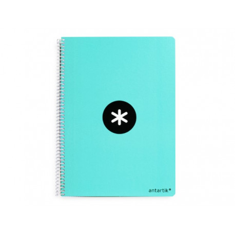 CUADERNO ESPIRAL A4 ANTARTIK TAPA DURA 80H 90GR CUADRO 4MM CON MARGEN COLOR MENTA