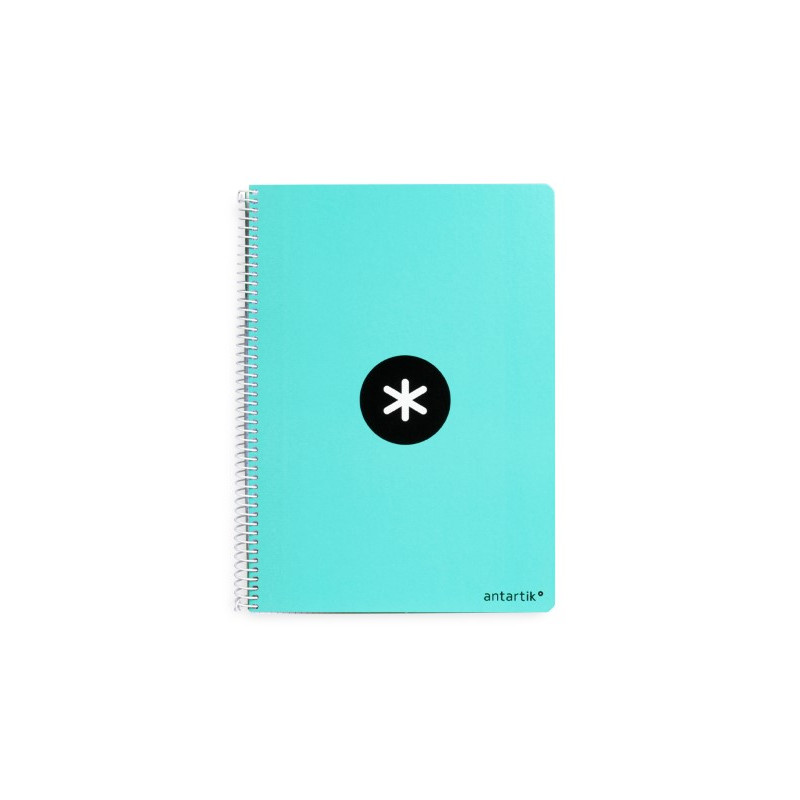 CUADERNO ESPIRAL A4 ANTARTIK TAPA DURA 80H 90GR CUADRO 4MM CON MARGEN COLOR MENTA