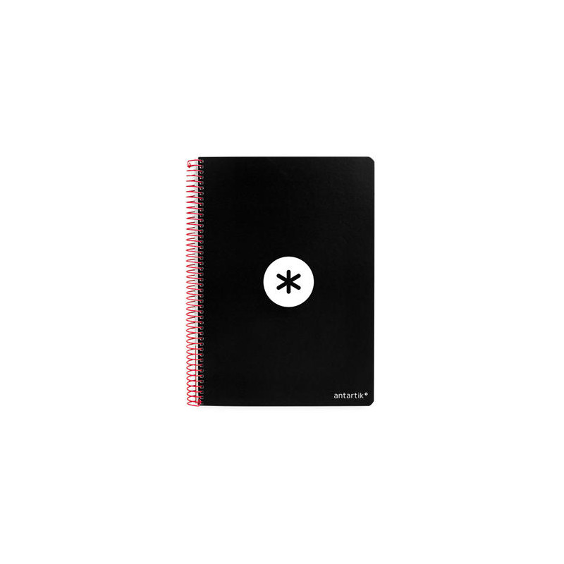 CUADERNO ESPIRAL A4 ANTARTIK TAPA DURA 80H 90GR CUADRO 4MM CON MARGEN COLOR NEGRO