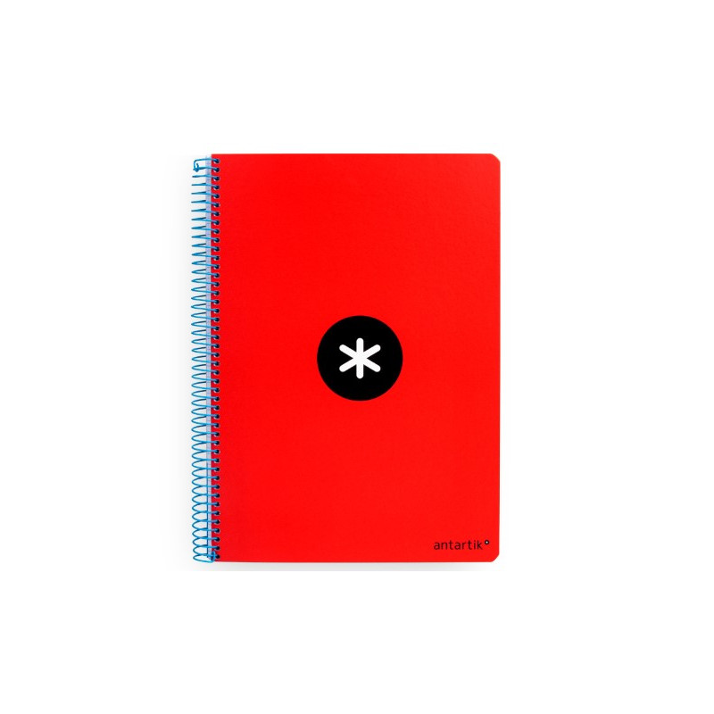 CUADERNO ESPIRAL A4 ANTARTIK TAPA DURA 80H 90GR CUADRO 4MM CON MARGEN COLOR ROJO