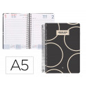 AGENDA ESPIRAL LIDERPAPEL CLASSIC A5 2025 DIA PAGINA BLANCO Y NEGRO 2 PAPEL 70 GR