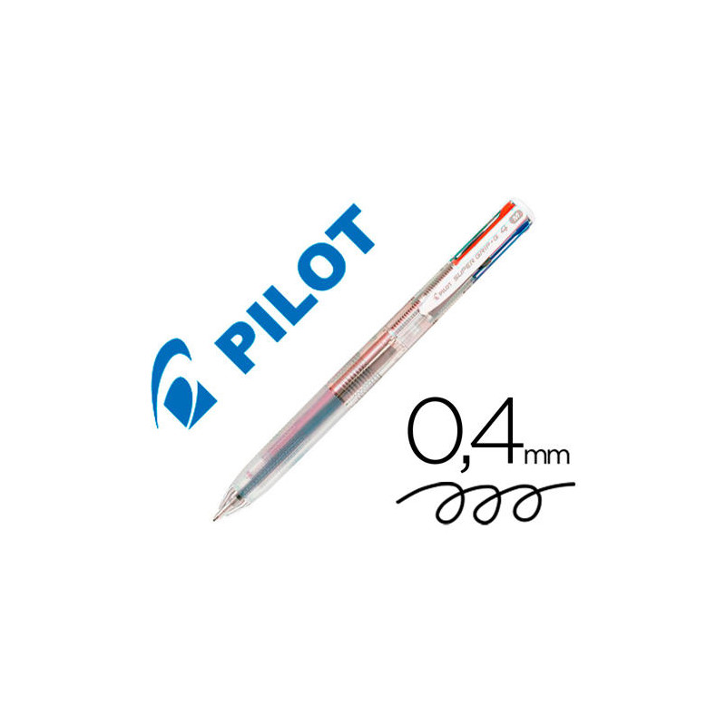 BOLIGRAFO PILOT SUPER GRIP G 4 COLORES RETRACTIL SUJECION DE CAUCHO TINTA BASE DE ACEITE CUERPO TRAN