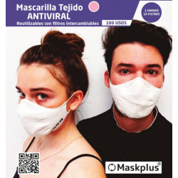 Mascarilla Maskplus Adulto con 10 filtros de papel (Rosa palo)