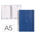 AGENDA ESPIRAL LIDERPAPEL OLBIA A5 2025 DIA PAGINA COLOR AZUL PAPEL 60 GR