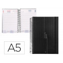 AGENDA ESPIRAL LIDERPAPEL OLBIA A5 2025 DIA PAGINA COLOR NEGRO PAPEL 60 GR